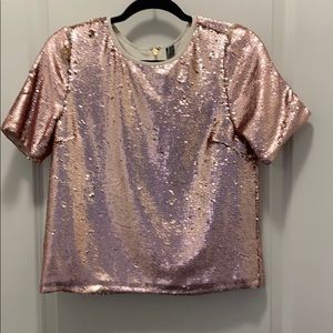Pink and Gold Reversible Sequin Topshop Shirt